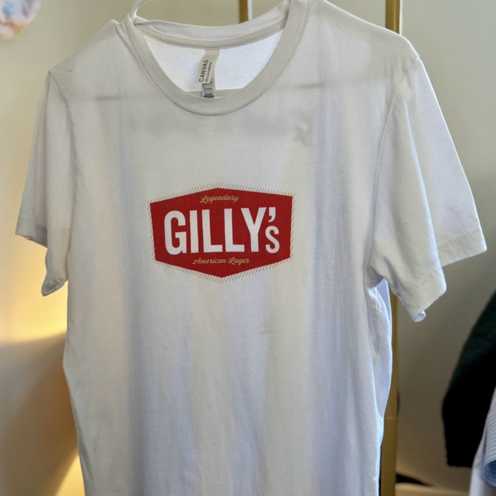 Gilly's White T-Shirt with Red Logo